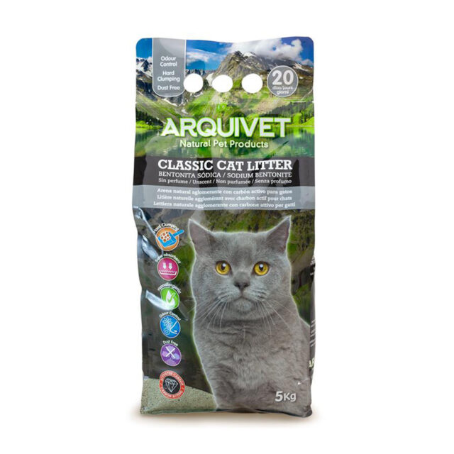 Arquivet Classic Cat Litter 5 Kg - Arena 100% natural aglomerante con carbón activo