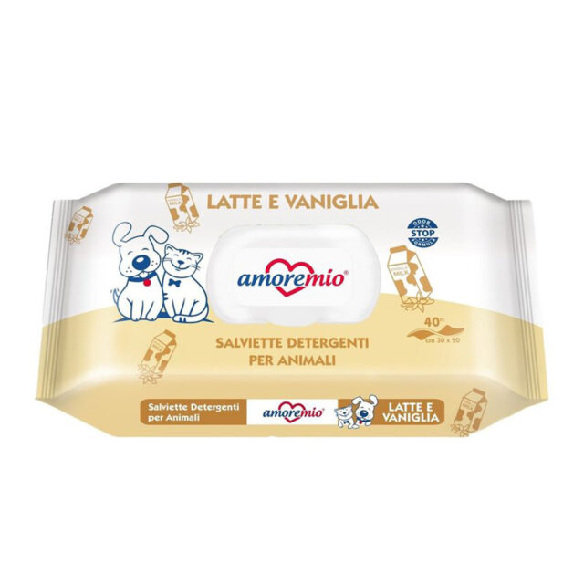 Amoremio Toallitas Húmedas de Leche y Vainilla - 40 Unidades