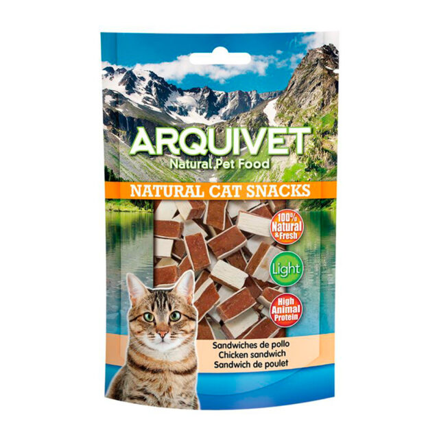 Arquivet Sandwiches de pollo 50 gr - Snacks 100% naturales para gatos - Alimento complementario para felinos