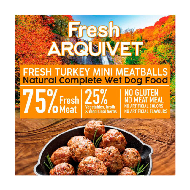 Arquivet Fresh Turkey Mini Meatballs - Mini Albóndigas con pavo, brócoli y calabaza 200GR 2