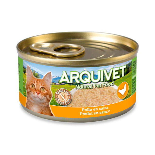 Arquivet Pollo en salsa - Latas de comida húmeda para gatos 80GR