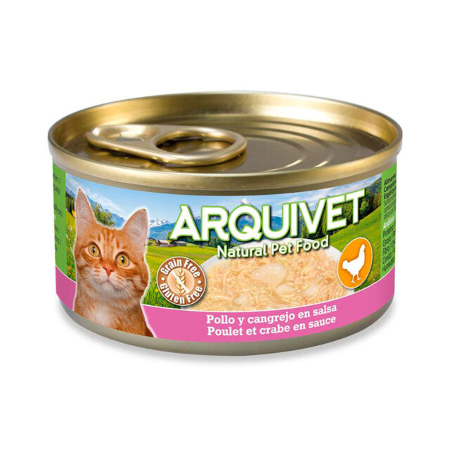 Arquivet Pollo en salsa con Palito de Cangrejo - Latas de comida húmeda para gatos 80GR