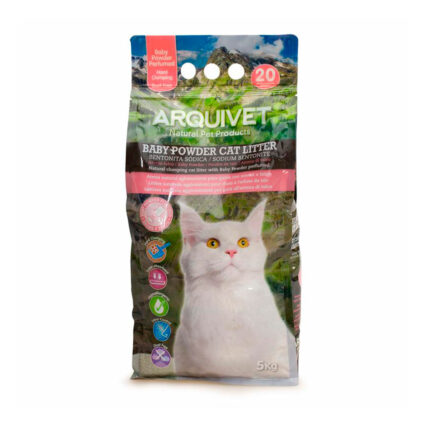 Arquivet Baby Powder Cat Litter - Arena para gatos - Bentonita con aroma a Talco - 5 Kg