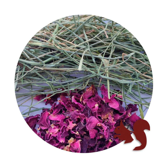 Heno de Festuca Extra Verde con Pétalos de Rosa